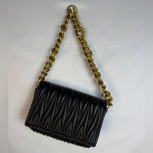 Montana West Black Clutch with Gold Chain
